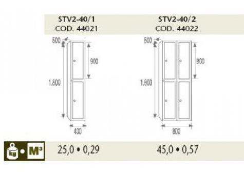 Taquilla Multipuertas con 2 Puertas Serie STV2