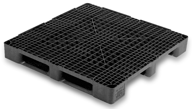 Palet Negro Plastico Superficie Rejada 1140x1140 OI1140HR3R