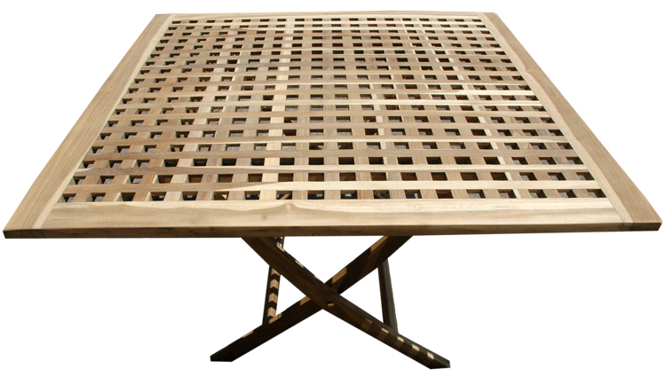 Mesa Jardin Cuadrada Rejillada Madera 120x120x75cm