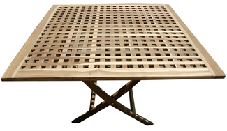 Mesa Jardin Cuadrada Rejillada Madera 120x120x75cm