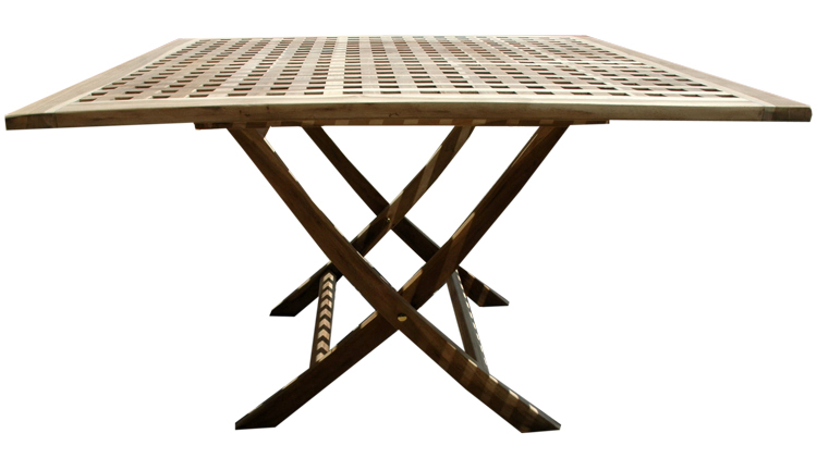 Mesa Jardin Cuadrada Rejillada Madera 120x120x75cm
