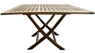 Mesa Jardin Cuadrada Rejillada Madera 120x120x75cm