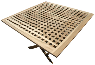 Mesa Jardin Cuadrada Rejillada Madera 120x120x75cm