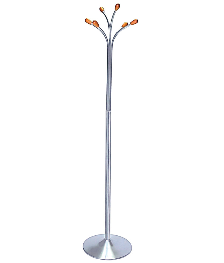 Perchero Metalico Cromado 6 Colgadores Madera Ref.601-M