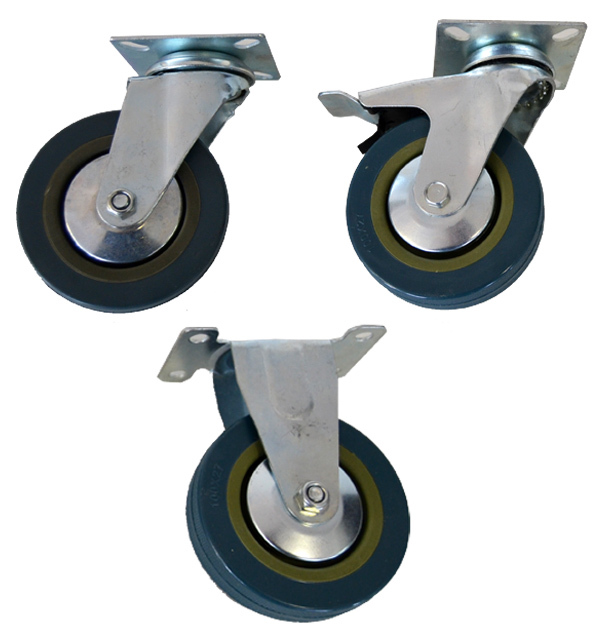 Rueda Fija Diametro de 100 mm de Goma Azul