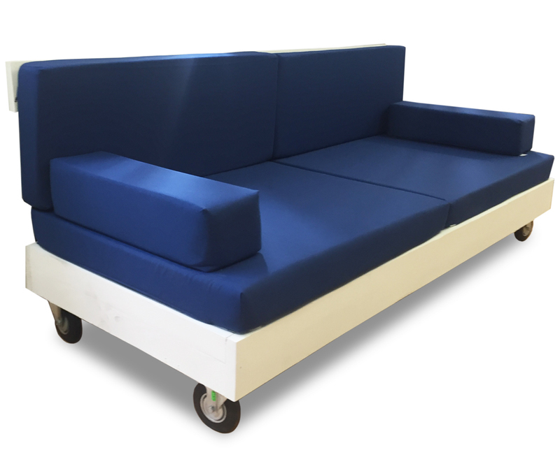 Sofa Palet Pintado de Blanco con Ruedas Nature 80 x 200 x 36 cm
