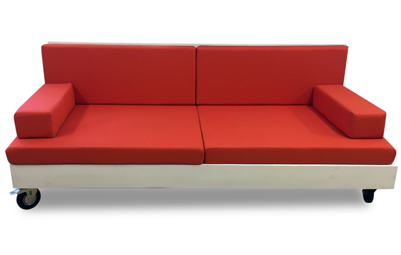 Sofa Palet Pintado de Blanco con Ruedas Nature 80 x 200 x 36 cm