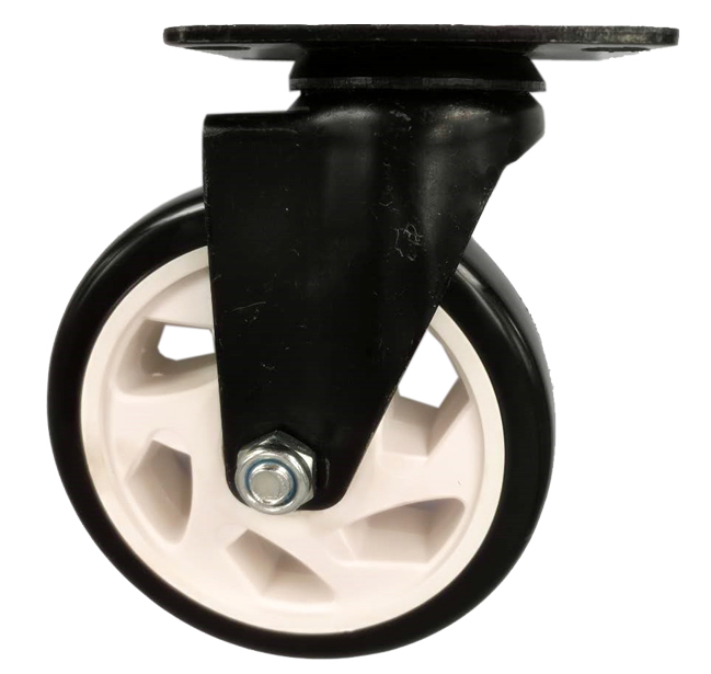 Rueda Giratoria de PVC Negro de Doble Rodamiento 