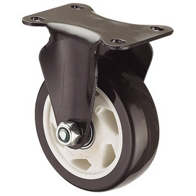 Rueda Fija de PVC Negro Soporte Medio