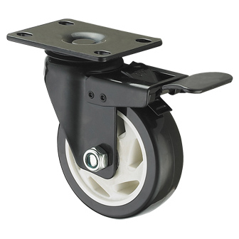 Rueda Giratoria de PVC Negro con Freno