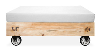 Pouf Palet en Madera de Pino con Ruedas Giratorias