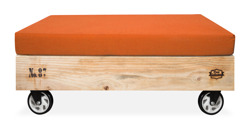 Pouf Palet en Madera de Pino con Ruedas Giratorias