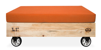Pouf Palet en Madera de Pino con Ruedas Giratorias