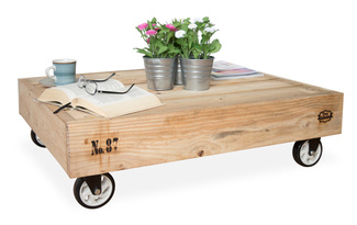 Mesa Palet de Centro Nature Madera Reciclada con Ruedas