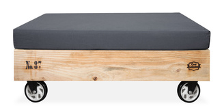 Pouf Palet en Madera de Pino con Ruedas Giratorias