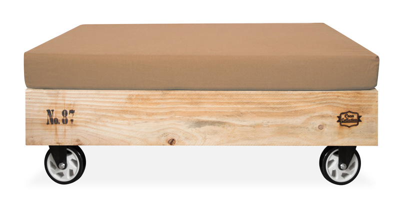 Pouf Palet en Madera de Pino con Ruedas Giratorias