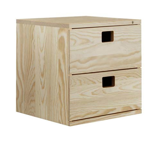 Módulo Cubo en Madera de Pino 2 Cajones Ref.DMCAJ2.99