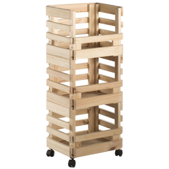 Carro Verdulero Madera de Pino 3 Cajas Apilables Ref.EVC3CAR.99
