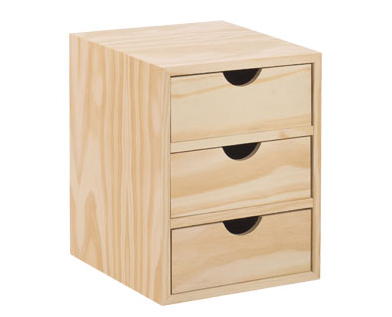 Cajonera Minibloc 3 x 1 Cajones Madera de Pino Ref.BLP310.99