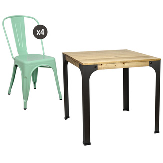 Conjunto de Mesa Bar Bristol y 4 Sillas Tudix Verde Menta