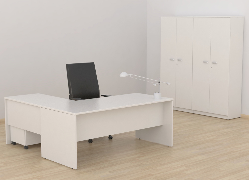 Mesa Recta Panel con Ala y Buck de 3 Cajones