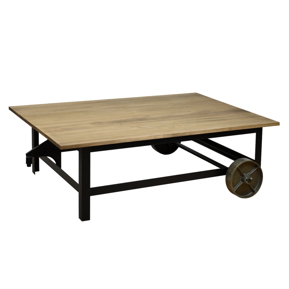 Mesa de Centro Antiguo Carro de Carpintería Restaurado