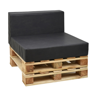Sofá de 80 x 80 con Cojines de Polipiel Gris Oscuro