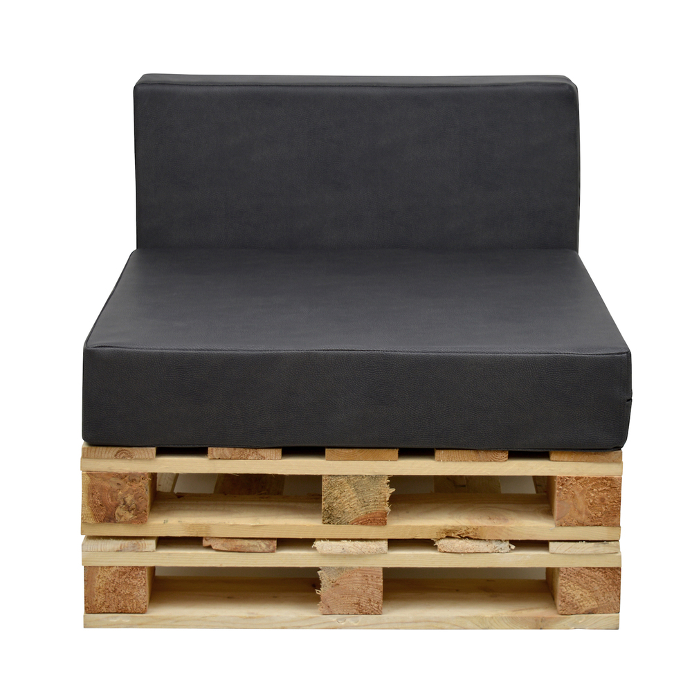 Sofá de 80 x 80 con Cojines de Polipiel Gris Oscuro