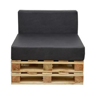 Sofá de 80 x 80 con Cojines de Polipiel Gris Oscuro