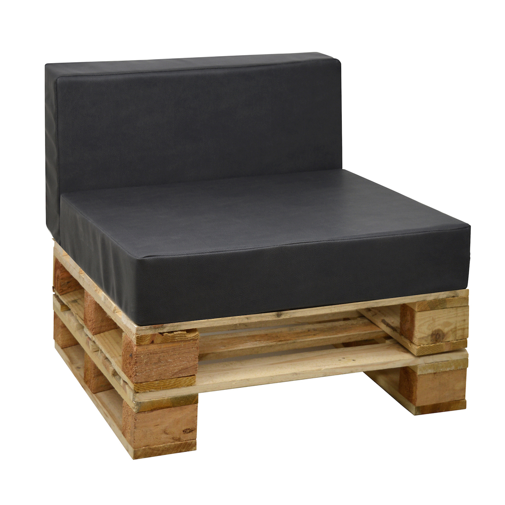 Sofá de 80 x 80 con Cojines de Polipiel Gris Oscuro