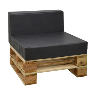 Sofá de 80 x 80 con Cojines de Polipiel Gris Oscuro