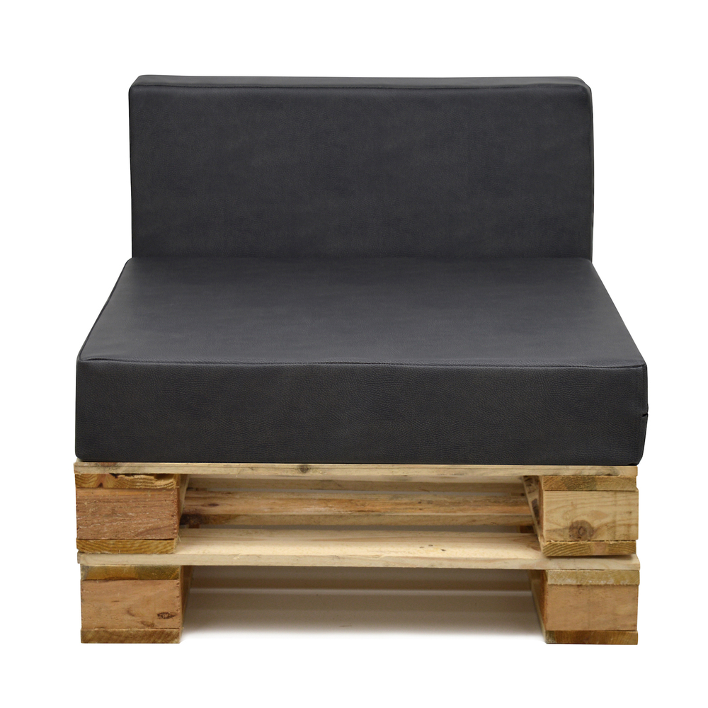 Sofá de 80 x 80 con Cojines de Polipiel Gris Oscuro