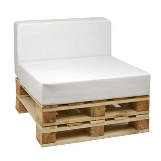Sofá de 80 x 80 con Cojines de Polipiel Blanco Roto
