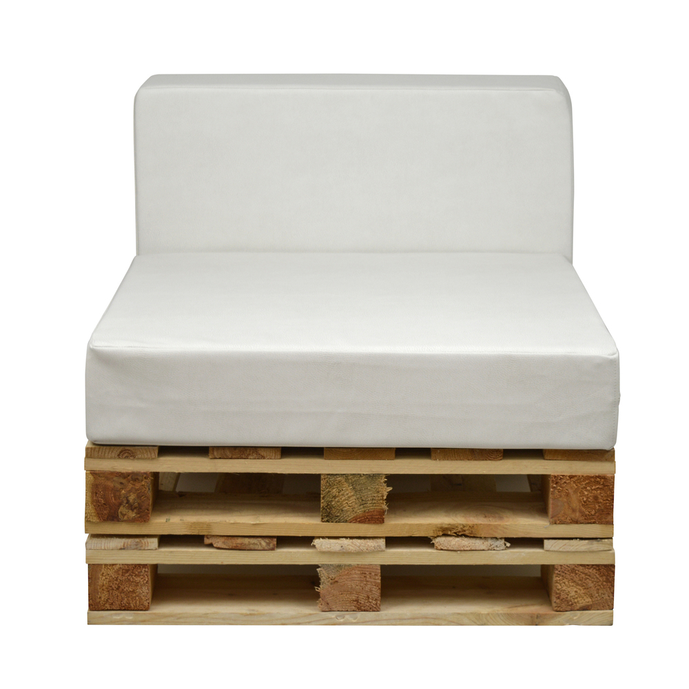 Sofá de 80 x 80 con Cojines de Polipiel Blanco Roto