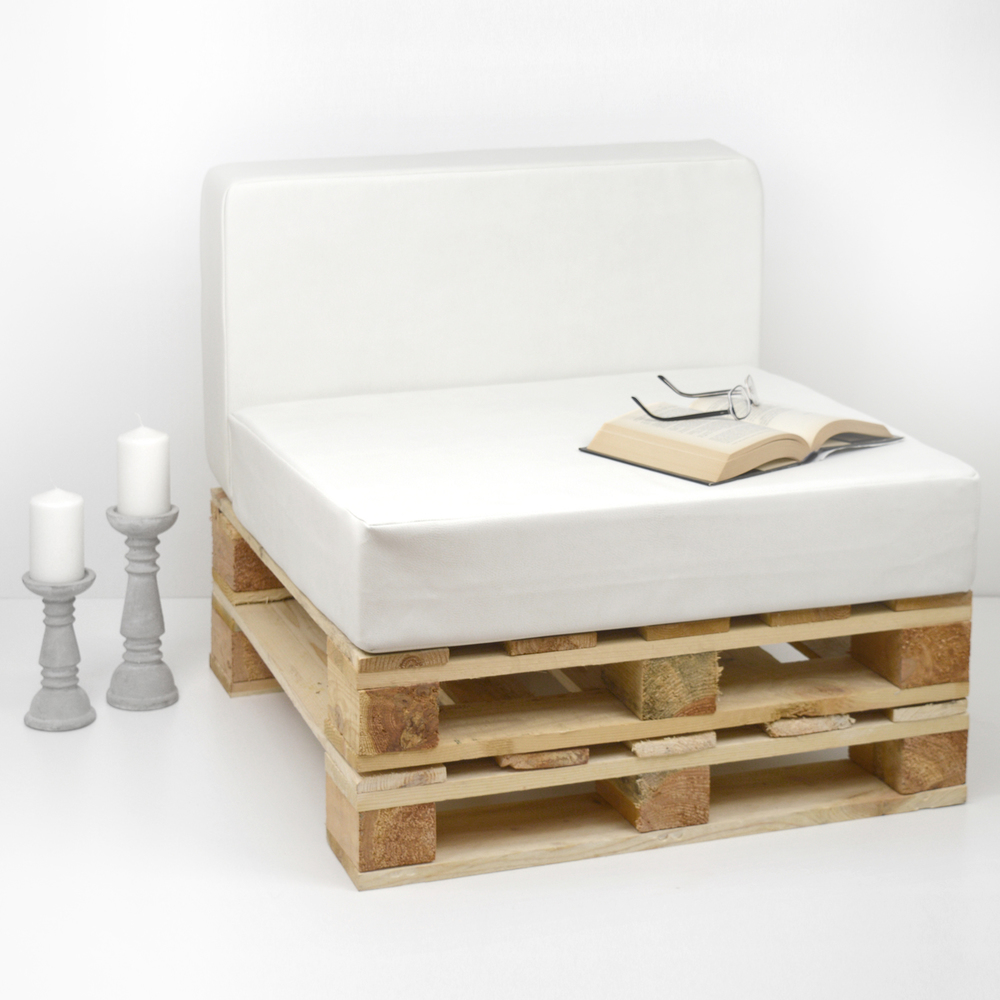 Sofá de 80 x 80 con Cojines de Polipiel Blanco Roto