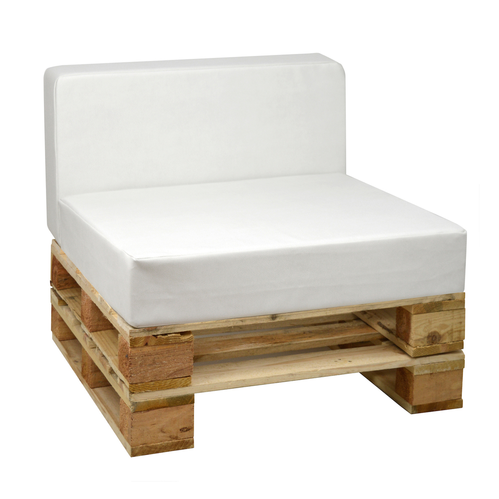 Sofá de 80 x 80 con Cojines de Polipiel Blanco Roto