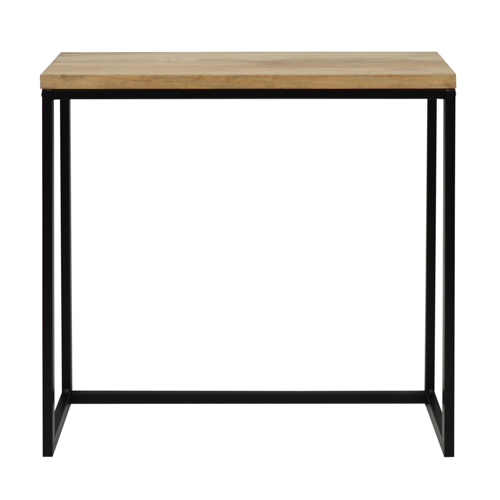 Recibidor Design de Madera de Pino Envejecida y Acero Negro 30 x 78 x 80 cm