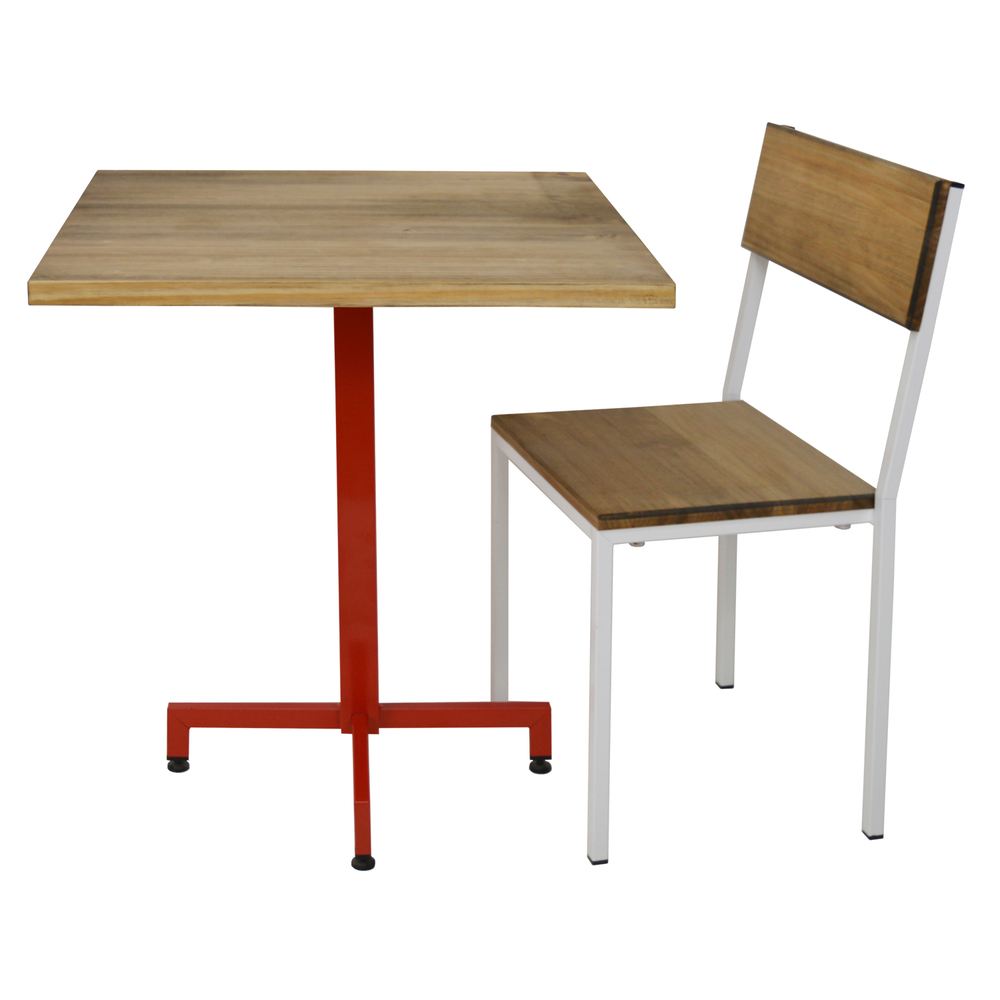 Mesa cocina Pie Central Rojo Tablero Redondo iCub