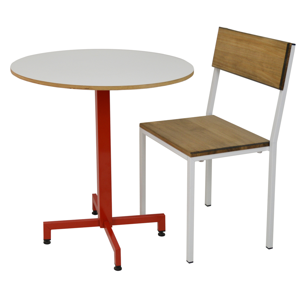 Mesa cocina Pie Central Rojo Tablero Redondo iCub