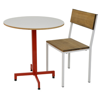 Mesa cocina Pie Central Rojo Tablero Redondo iCub