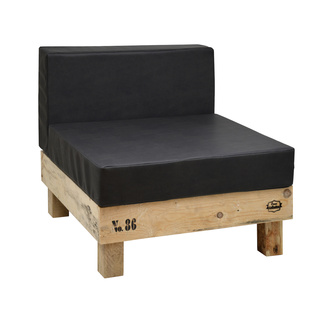 Sofá Palet Nature con Cojines de Polipiel Gris Oscuro