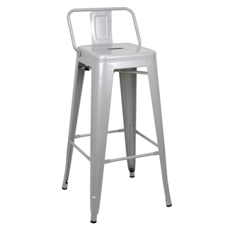 Taburete Tudix Industrial con Respaldo Gris Plata