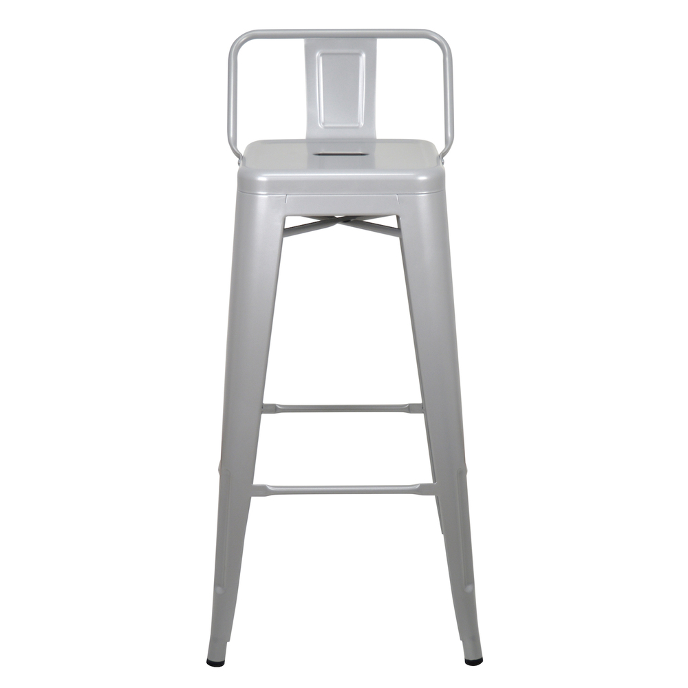 Taburete Tudix Industrial con Respaldo Gris Plata