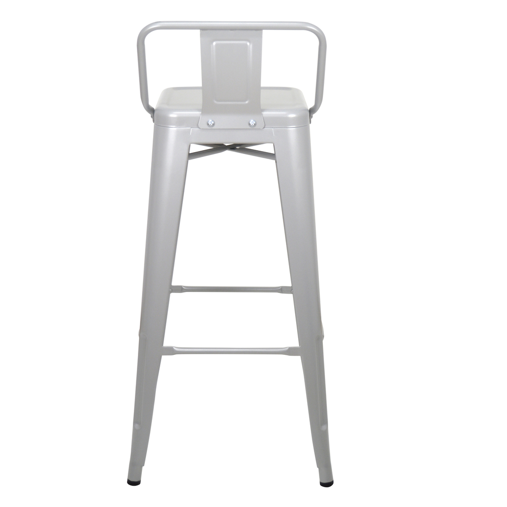Pack4-Taburete Tudix Industrial con Respaldo Gris Plata