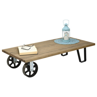 Mesa de Centro Industrial Ruedas de Fundición Big Wood