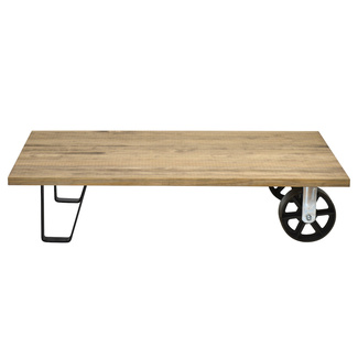 Mesa de Centro Industrial Ruedas de Fundición Big Wood