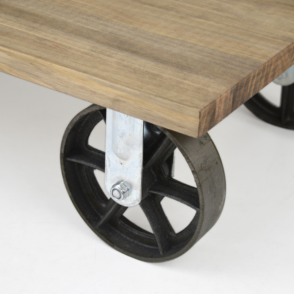 Mesa de Centro Industrial Ruedas de Fundición Big Wood