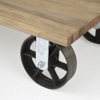 Mesa de Centro Industrial Ruedas de Fundición Big Wood