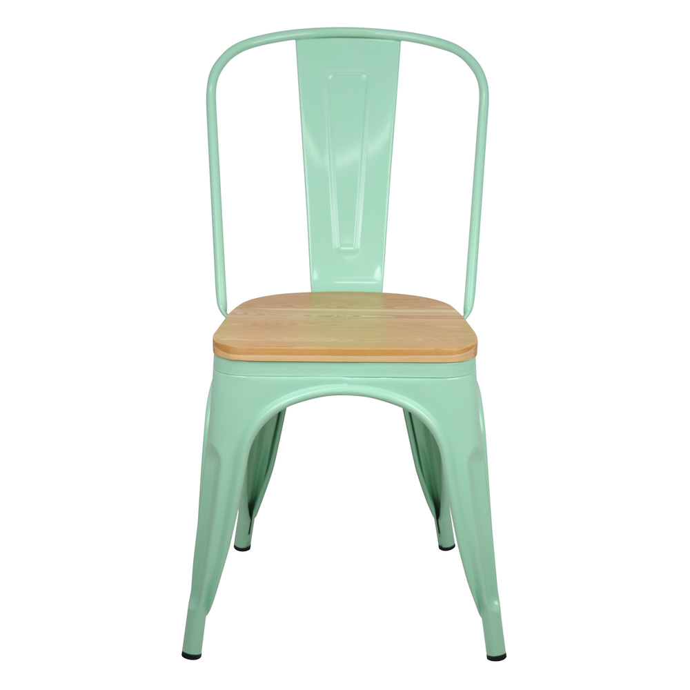 Pack4-Silla Tudix Verde Industrial Asiento de Madera