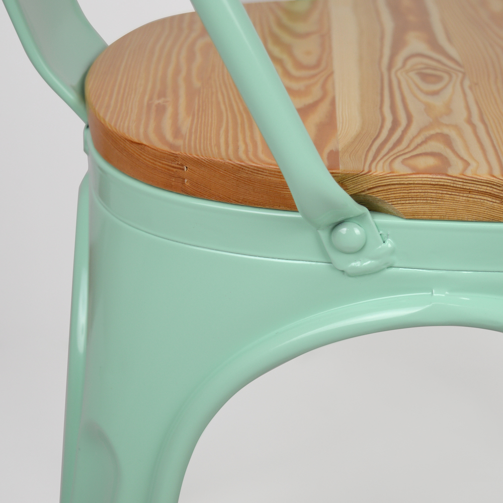 Pack4-Silla Tudix Verde Industrial Asiento de Madera